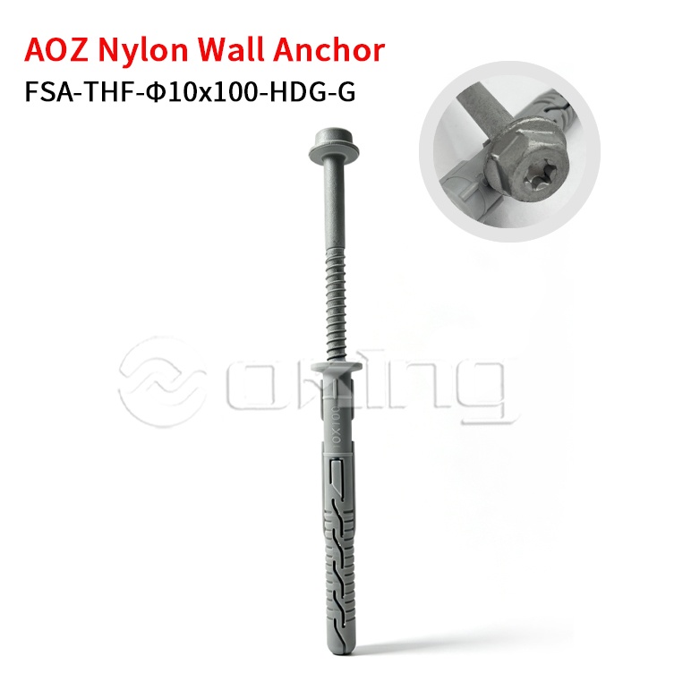 AOZ Sıcak galvanizleme Giydirme Cephe ve Dış Mekan Montajı için Gri Naylon Duvar Ankrajlı M10x100 Torx Altıgen Flanş Vidası