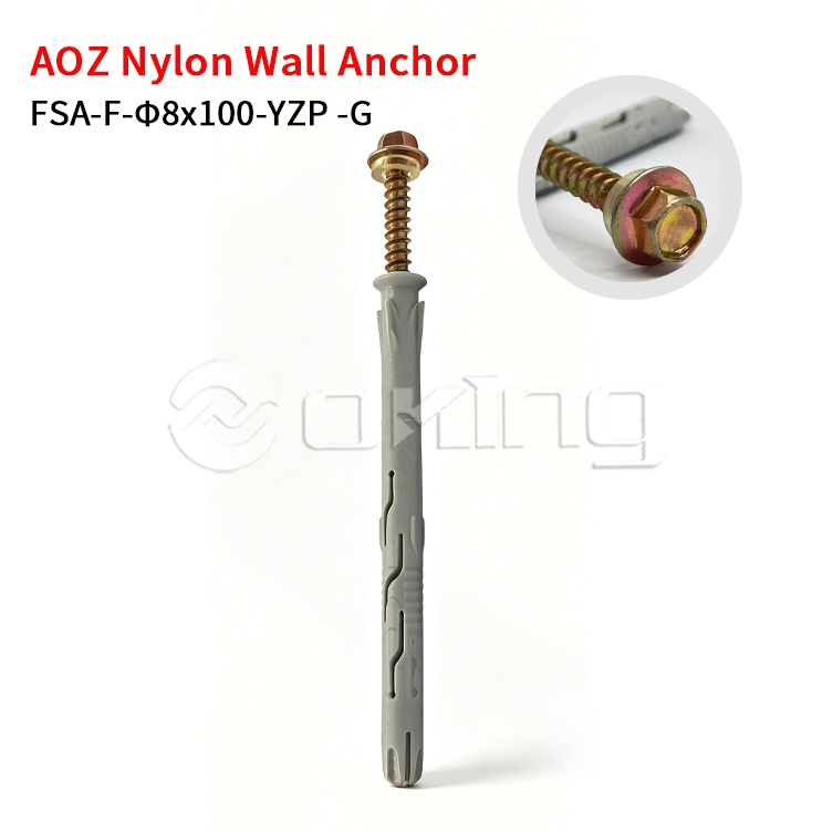 Giydirme Duvar ve Dış Mekan Montajı için AOZ Sarı Çinko M8x100 Torx Altıgen Flanş Vidası, Gri Naylon Duvar Dübeli